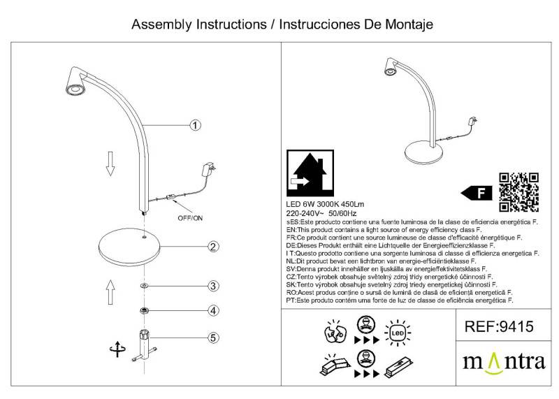 Настольная лампа Mantra 9415