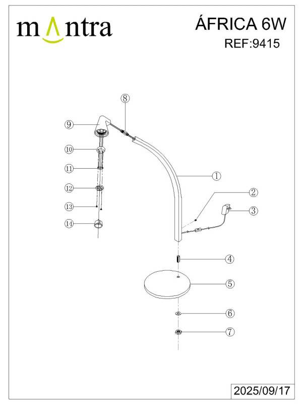 Настольная лампа Mantra 9415