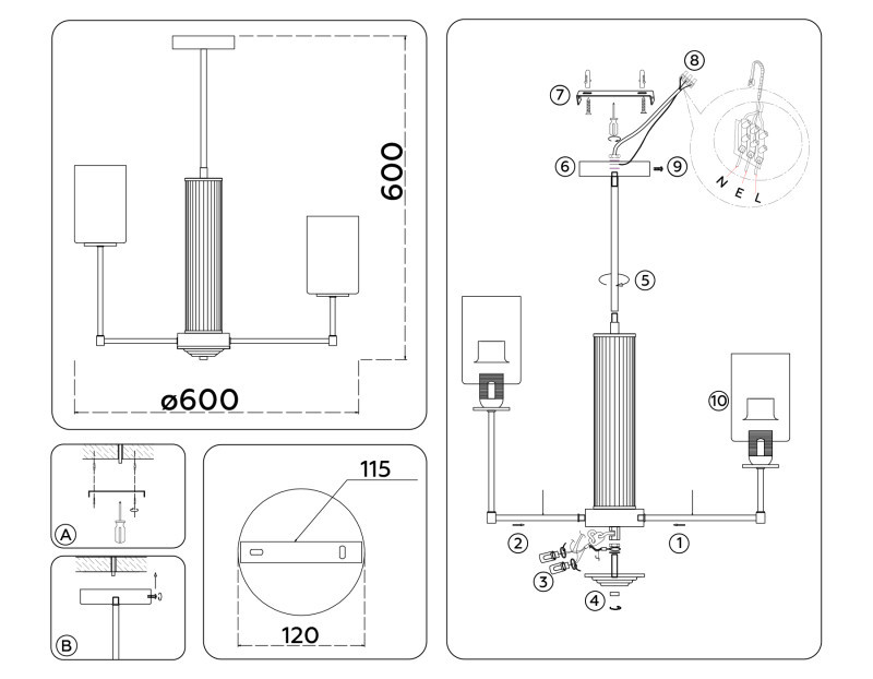 Люстра на штанге Ambrella Light LH56211