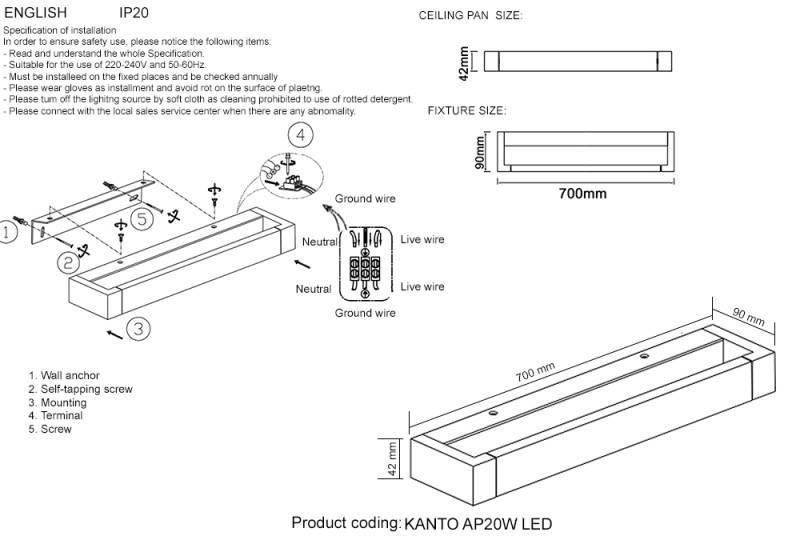 Бра Crystal Lux KANTO AP20W LED WH