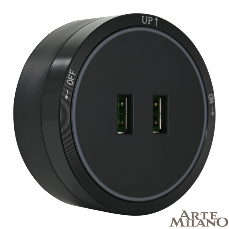 Трековая система розеток Arte Milano 380066TS LED/USBx2 Black