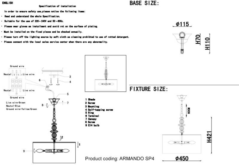 Подвесная люстра Crystal Lux ARMANDO SP4 CHROME