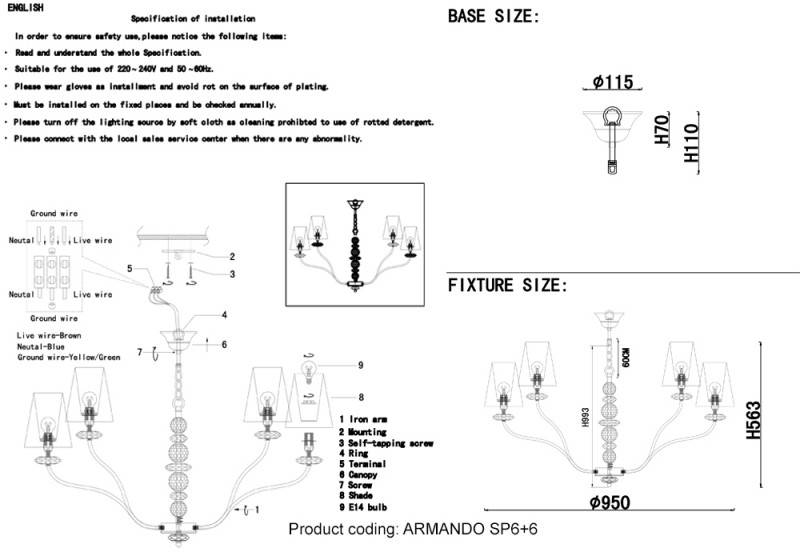 Подвесная люстра Crystal Lux ARMANDO SP6+6 GOLD