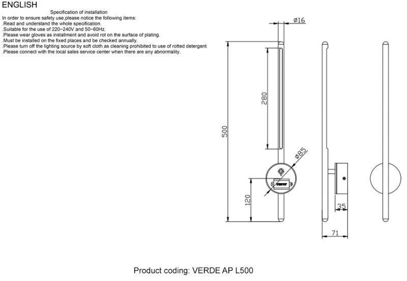 Бра Crystal Lux VERDE AP L500 GOLD
