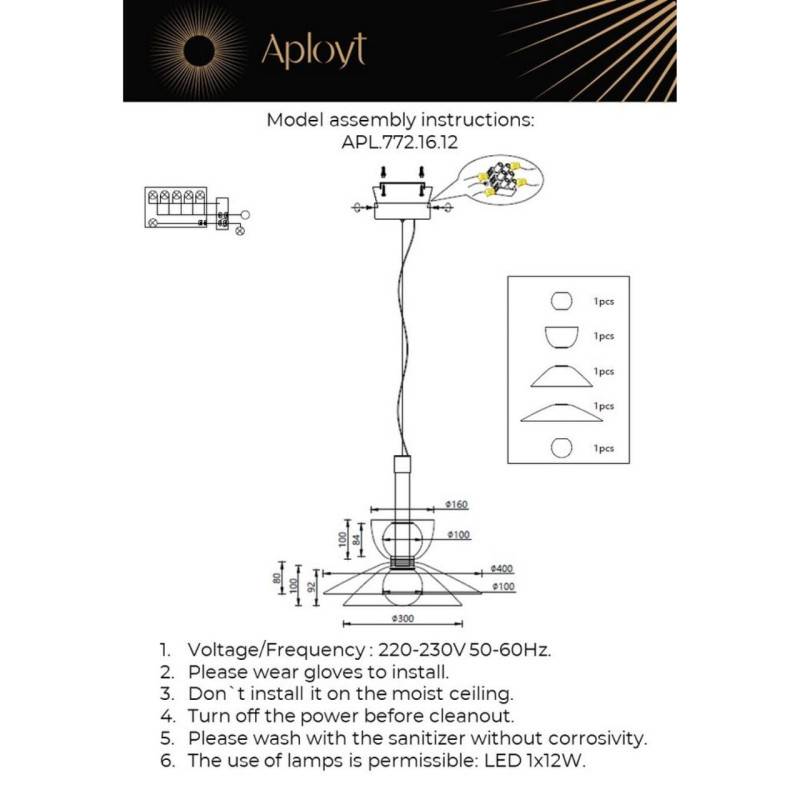 Подвесной светильник APLOYT APL.772.16.12
