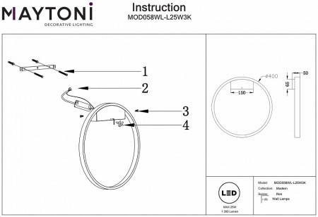 Накладной светильник Maytoni Rim MOD058WL-L25W3K