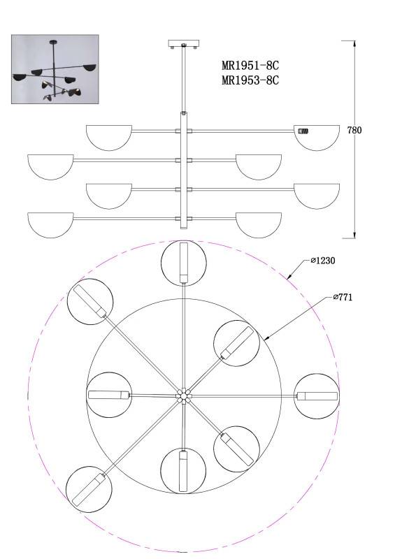Люстра на штанге MyFar MR1951-8C