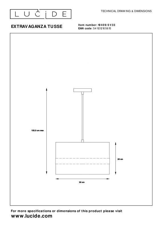 Подвесной светильник LUCIDE 10409/01/33