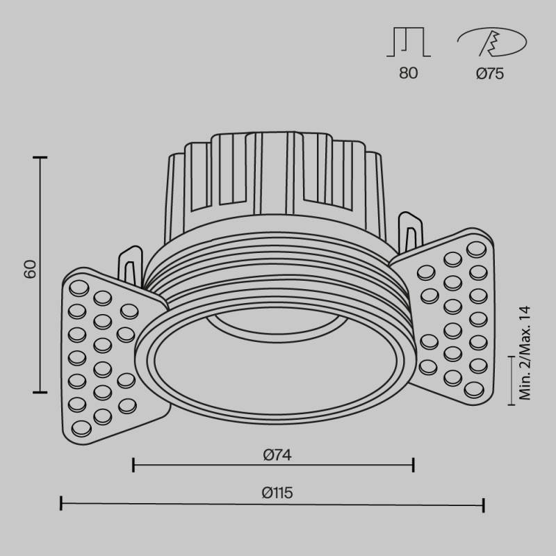 Встраиваемый светильник Maytoni Technical DL058-12W3K-TRS-BS