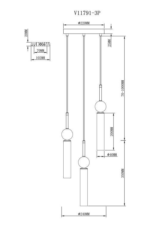 Подвесной светильник Moderli V11791-3P