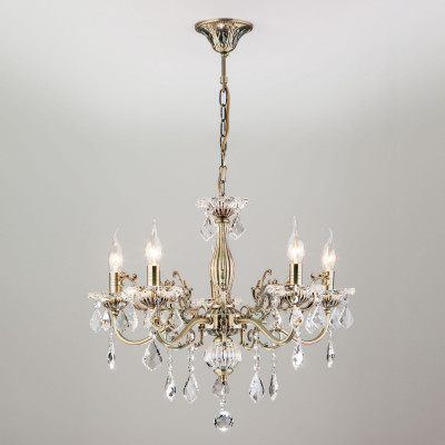 Подвесная люстра Eurosvet 3281/5 античная бронза/прозрачный хрусталь Strotsk