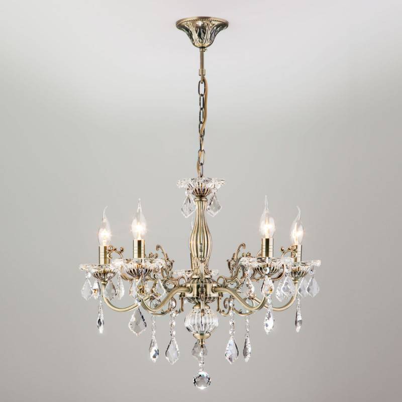 Подвесная люстра Eurosvet 3281/5 античная бронза/прозрачный хрусталь Strotsk