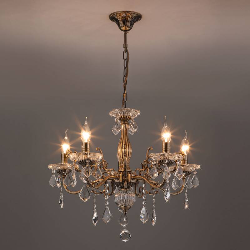 Подвесная люстра Eurosvet 3281/5 античная бронза/прозрачный хрусталь Strotsk