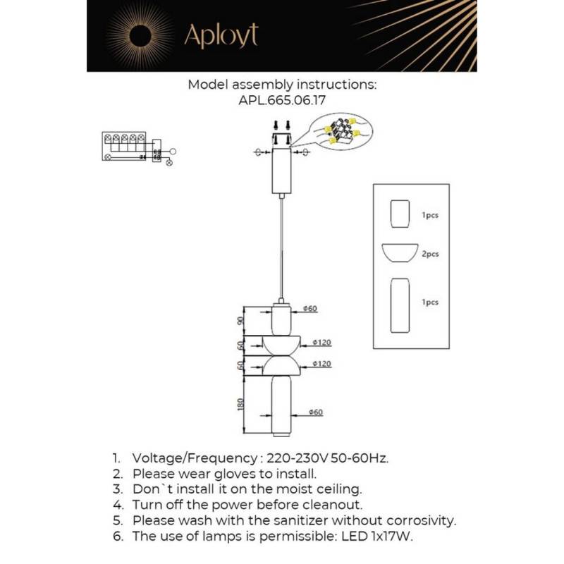 Подвесной светильник APLOYT APL.665.06.17