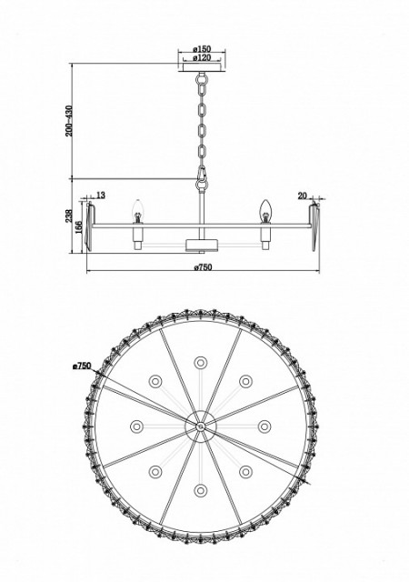 Подвесной светильник Maytoni Puntes MOD043PL-08CH