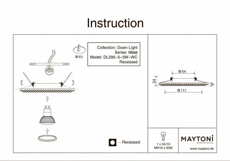 Встраиваемый светильник Maytoni Metal DL295-5-3W-WC