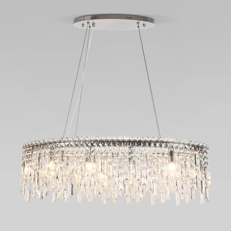 Подвесная люстра Eurosvet 60159/10 хром/ прозрачный хрусталь Strotskis