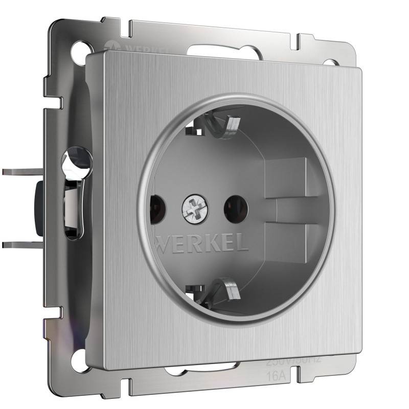 Розетка Werkel W1171009 cеребряный рифленый