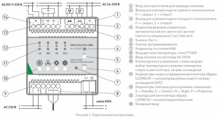 Контроллер климатический Arlight Intelligent KNX-703-FCC-DIN (230V, 3x6A)