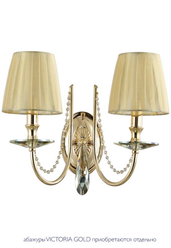 Бра Crystal Lux VICTORIA AP2 GOLD/AMBER